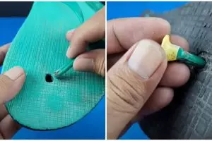 Jangan pakai paku, begini cara pasang sandal jepit yang terputus gunakan 1 bahan dapur