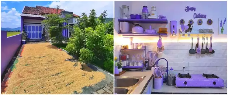 10 Potret dapur ungu rumah tengah sawah ini visualnya nggak norak, estetiknya menggoda bikin terpikat