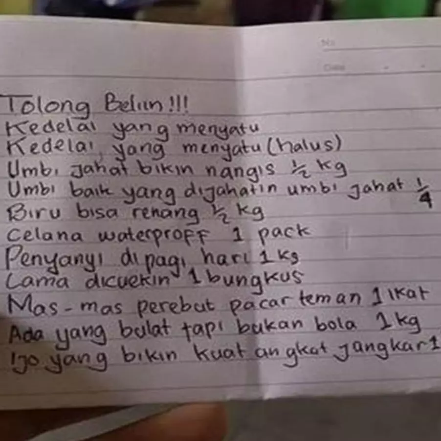 11 Potret kocak daftar belanjaan ini penuh dengan teka-teki, bikin mikir keras