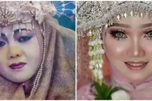 Ikonik dengan riasan mata seram, 11 potret makeup pengantin 90-an vs 2000-an ini bedanya bikin takjub