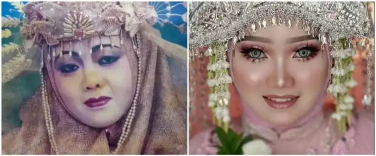 Ikonik dengan riasan mata seram, 11 potret makeup pengantin 90-an vs 2000-an ini bedanya bikin takjub