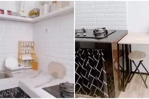 10 Potret dapur mungil rumah subsidi ini penataannya simpel tapi estetik, bikin mata nggak jenuh