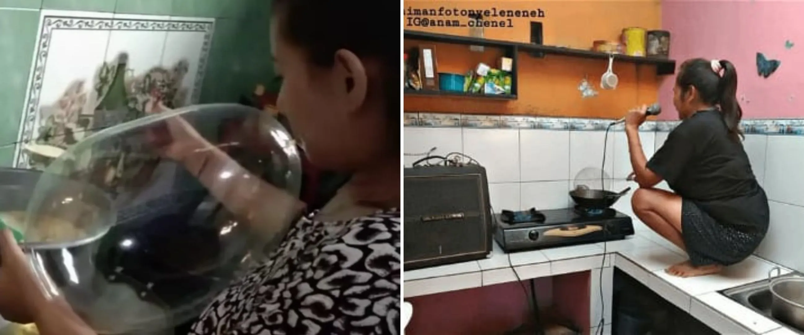 11 Potret kocak aksi ibu-ibu saat masak ini nyelenehnya nggak ada lawan, idenya dari mana ya?
