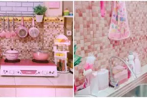 9 Potret dapur mungil ini estetik tanpa kitchen set, bisa jadi ide dekor rumah subsidi pecinta pink