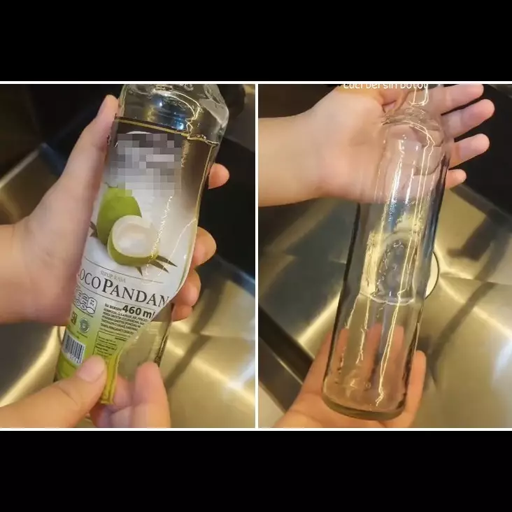 Bukan dengan minyak kayu putih, ini cara cepat hilangkan stiker di botol kaca pakai 1 bahan dapur