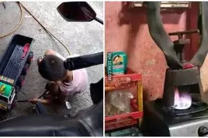 Bukan cuma tambal ban, 11 potret kocak kejadian nyeleneh di bengkel ini nggak habis pikir