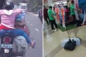 11 Potret kocak cara emak-emak bawa barang belanjaan ini nyeleneh pol, ada-ada aja gayanya