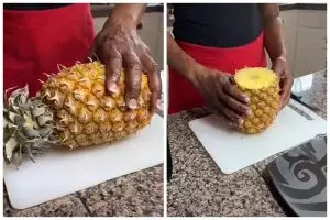 Trik jitu mengupas dan memotong nanas agar rapi dan air buahnya tak berceceran ke mana-mana