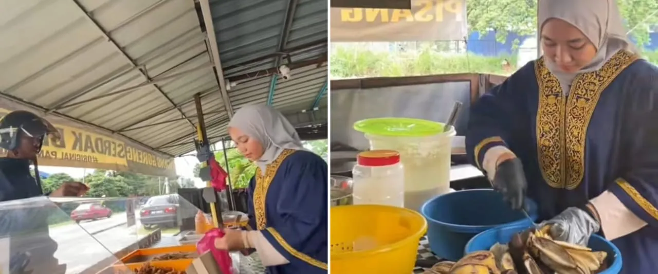 Wanita ini nekat jualan pisang goreng di pinggir jalan pakai toga, alasan di baliknya bikin haru