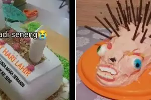 Bingung mau senang atau sedih, 11 potret kocak desain kue ulang tahun ini nyelenehnya di luar dugaan