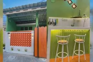 11 Potret dapur mini bar tanpa kitchen set di rumah subsidi ini perpaduan hijaunya tak norak, apik pol