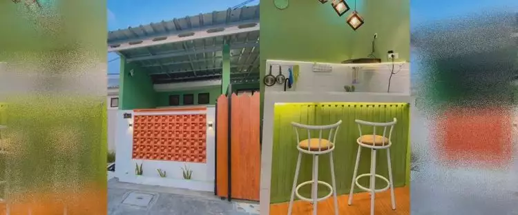 11 Potret dapur mini bar tanpa kitchen set di rumah subsidi ini perpaduan hijaunya tak norak, apik pol