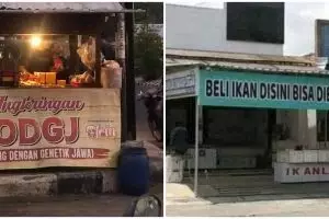 13 Potret kocak tulisan di spanduk warung ini bikin salah sangka, dibaca dua kali baru paham