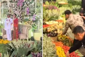 Dekorasi pernikahan unik penuh sayur dan buah-buahan, tamu undangan auto hemat uang belanja seminggu