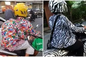 Terlalu niat, 11 potret kocak outfit baju pengendara motor ini jadi sorotan di jalan raya