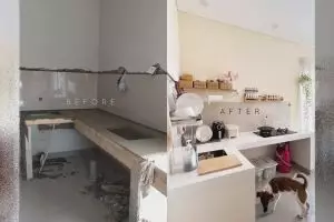9 Potret dapur tanpa kitchen set ini tak pakai tirai kolong, visualnya bersih dan rapi bikin plong