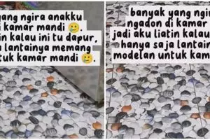 Desain dapur ini nyelenehnya bikin heran, kombinasi keramiknya auto bikin pusing 7 keliling