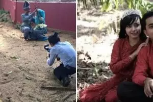 11 Potret kocak konsep foto prewedding ini konyol abis, idenya dari mana sih?