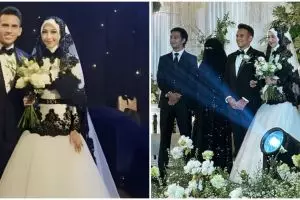 Beda dari manten lain, ini 9 pesona Adiba Khanza saat resepsi bergaun hitam putih karya Ivan Gunawan