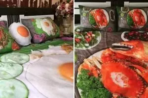 11 Potret kocak desain seprai ini bukannya bikin ngantuk malah jadi lapar, absurd pol