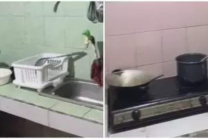 Dapur jadul dirombak cuma pakai stiker, 9 potret before-afternya jadi estetik bikin lupa bentuk asli