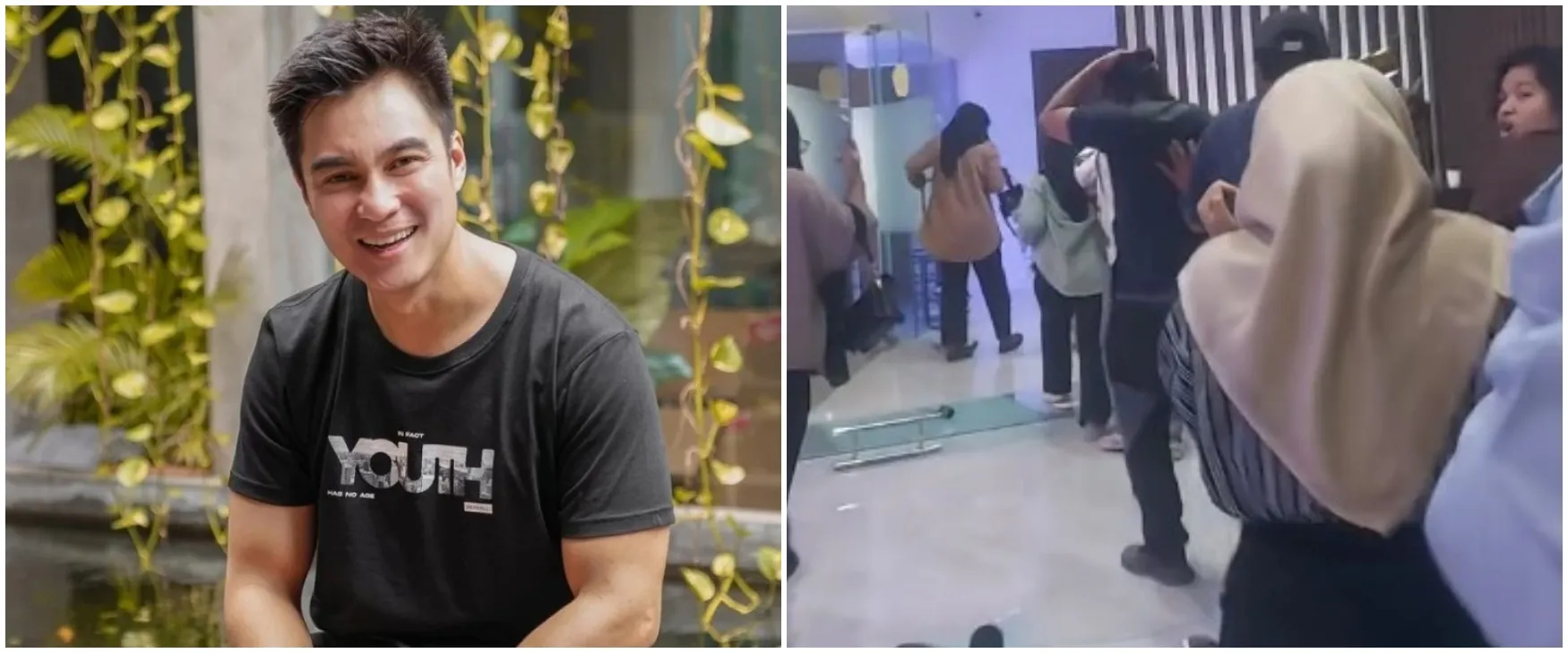 Detik-detik kantor baru Baim Wong roboh bak gempa bumi, kaca pecah hingga plafon lantai tiga jatuh
