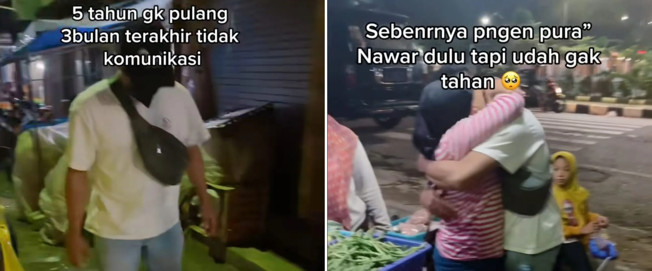 5 Tahun tidak pulang, momen anak rantau temui ibunya saat berjualan sayur ini bikin haru