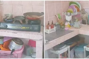 11 Potret dapur kontrakan 3 petak ini estetik bikin mupeng, bisa jadi ide dekor simpel buat emak-emak