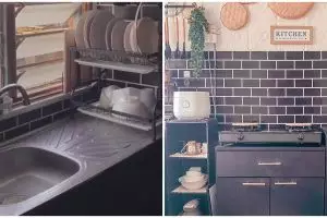 Mewah tanpa kitchen set, 9 potret dapur mungil ini perpaduan warna hitamnya bikin estetik dan elegan