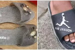 15 Potret kocak pelesetan merk sandal ini bikin tepuk jidat, kalau nggak teliti bisa salah beli