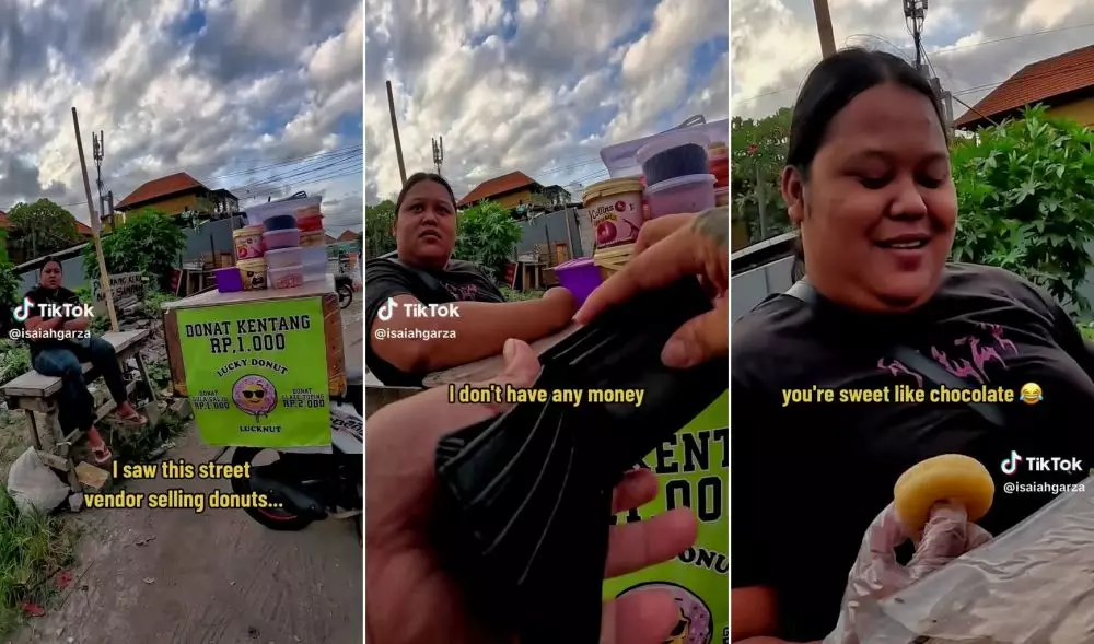 penjual donat bantu bule © TikTok penjual donat bantu bule © TikTok