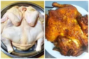 Tak perlu direbus dulu, ini trik goreng ayam ingkung agar matang sempurna dan bumbunya meresap