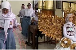 Bikin kostum dari barang bekas, 11 potret karya murid SMA saat fashion show ini kreatif di luar nurul