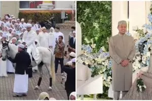 Bak rombongan kerajaan, pria ini nikahi wanita anak pimpinan pondok pesantren dengan mahar fantastis