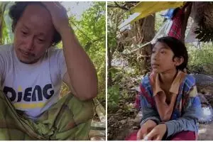 Ditinggalkan istri usai pisah, bapak dan anak ini tidur di gubuk reot di tengah kebun jati