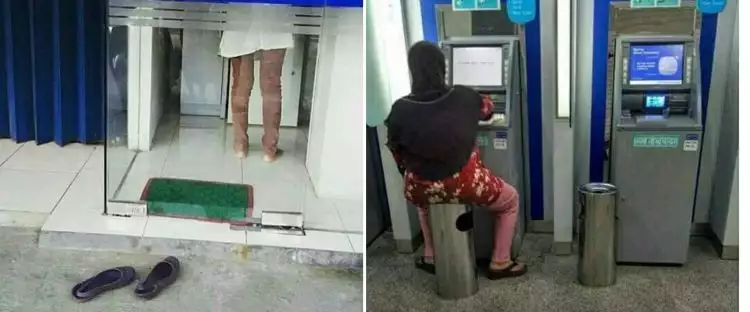 Nyelenehnya sudah tak tertolong, 11 potret kocak kelakuan orang di ATM ini absurd abis