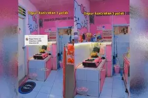 9 Potret dapur kontrakan tiga petak ini serba pink Hello Kitty, mungil tapi sedap dipandang