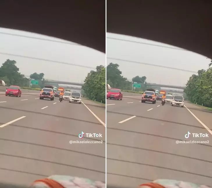 emak masuk tol © TikTok