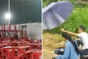 11 Potret kocak aksi bapak-bapak saat adang hujan ini kreatif sekaligus nyeleneh, bikin tepuk jidat