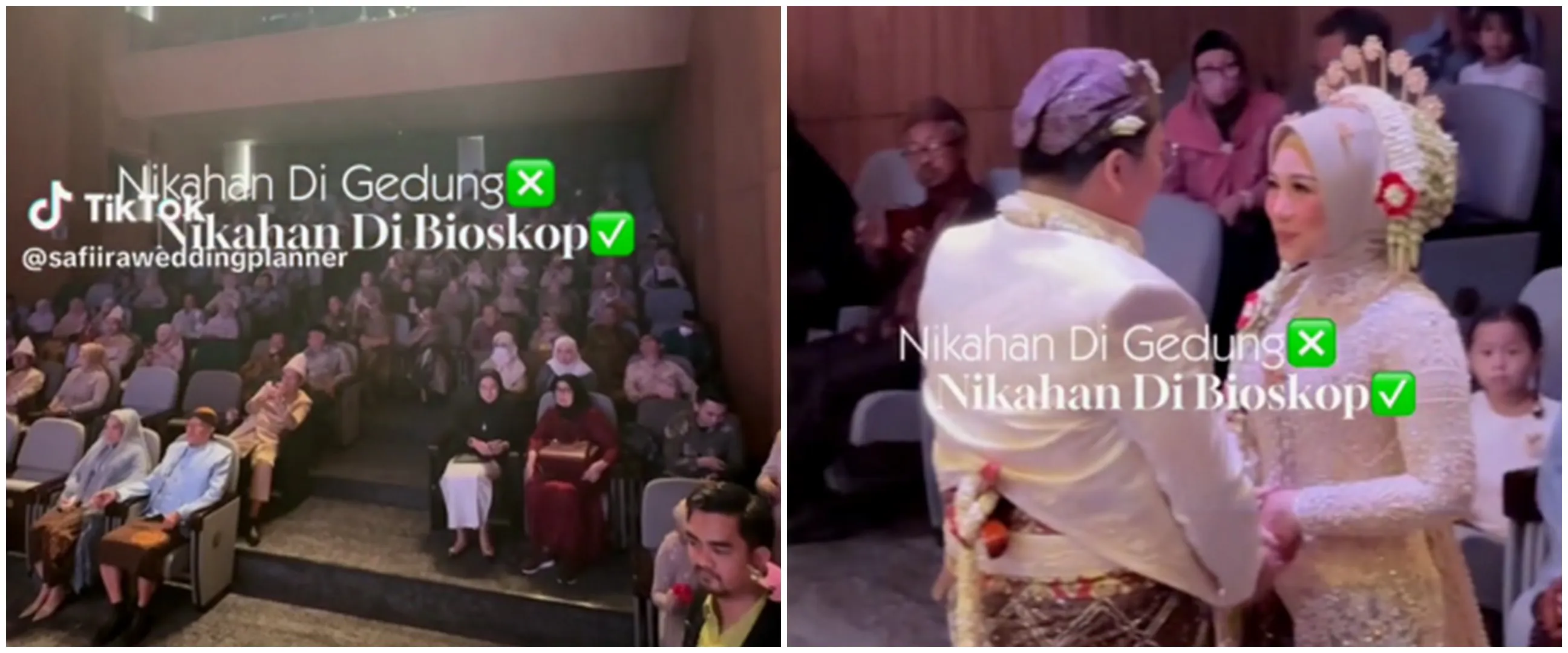 Momen pengantin gelar akad nikah bak di teater bioskop, cocok buat yang mau intimate wedding