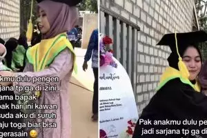 Wanita ini dipinjamkan toga oleh temannya agar merasakan wisuda, kisah di baliknya bikin terenyuh