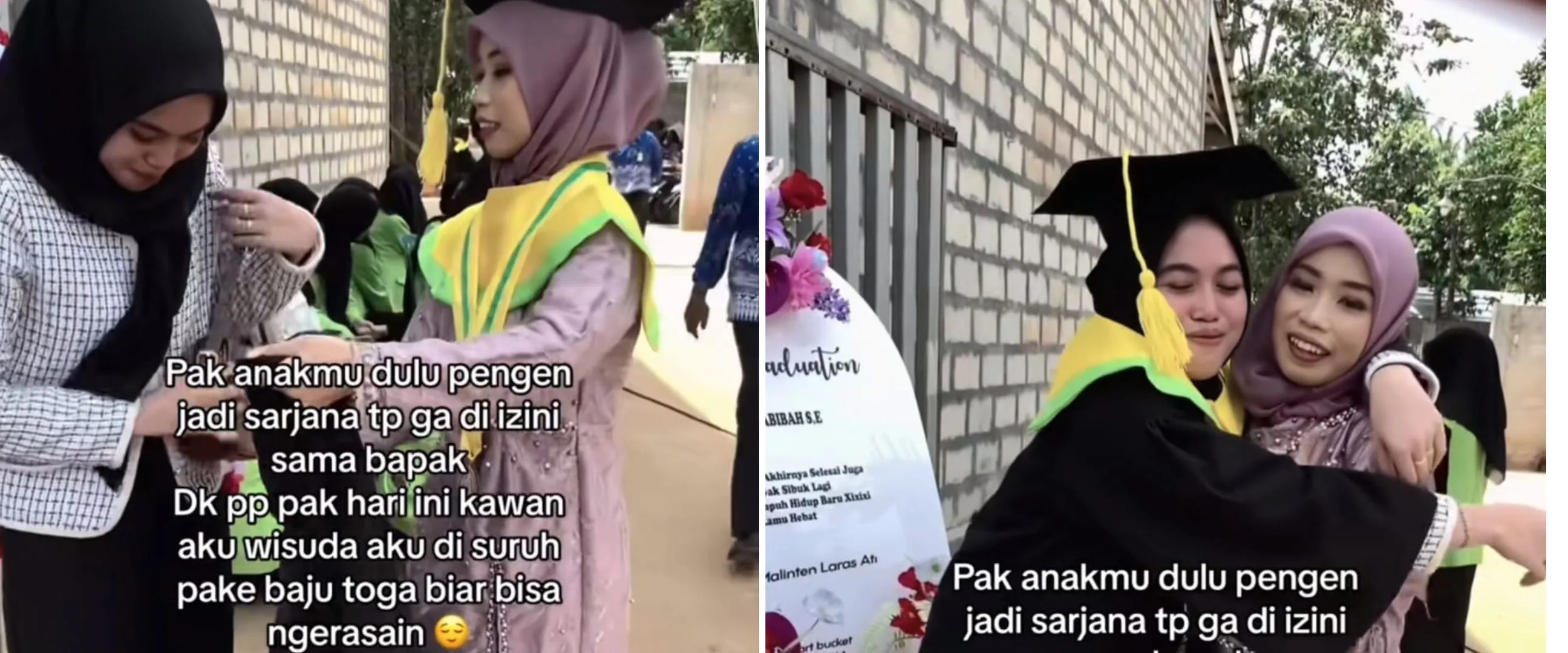 Wanita ini dipinjamkan toga oleh temannya agar merasakan wisuda, kisah di baliknya bikin terenyuh
