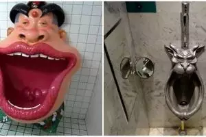 11 Potret kocak desain nyeleneh urinoir ini bikin yang mau pakai jadi bingung, idenya dari mana sih?