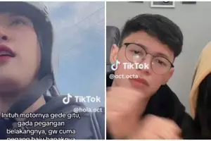 Wanita adu mulut dengan bapak-bapak gegara asik pacaran di atas motor, padahal kakak beradik