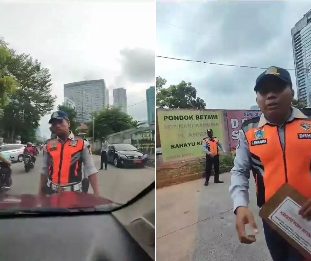 petugas dishub di kap mobil © X