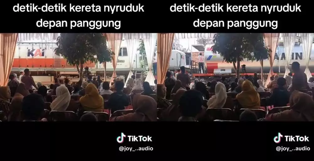 kereta lewatin hajatan © TikTok