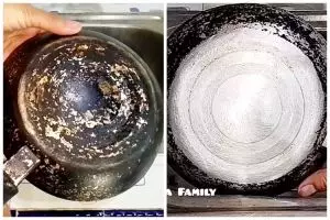 Bukan pakai baking soda dan sitrun, ini cara bersihkan kerak di pantat teflon dengan 2 bahan dapur