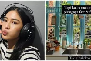 11 Potret dapur Dian Sastro estetik ala Disney, tempat cuciannya penuh pecah belah bikin salah fokus