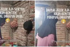 Dinyinyirin punya dapur jelek, semangat wanita tetap bikin konten memasak ini banjir dukungan