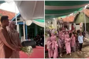 Udah ditunggu malah zonk, lemparan bunga oleh manten ini endingnya malah bikin sebal tamu undangan